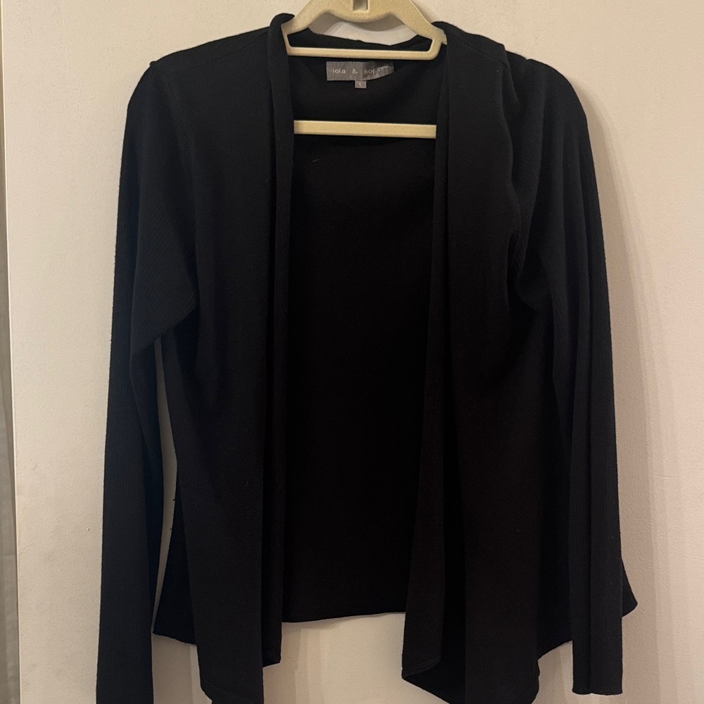 Lola & Sophie Large Classic Black Cardigan (silk/cashmere blend)